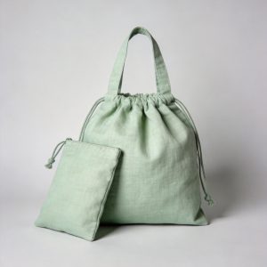 Sage Green Cotton-Linen Foldable Tote Bag