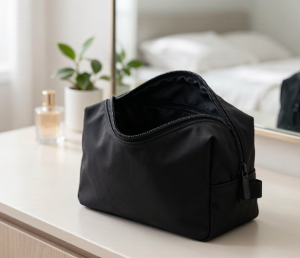 Wide-Mouth Cosmetic Bag