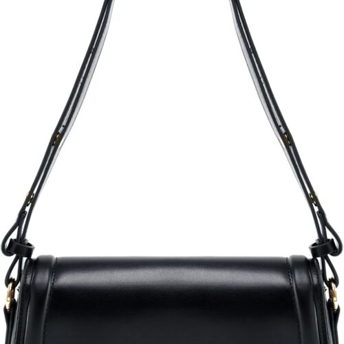 Small Leather Shoulder Purse for Women with Zipper Crossbody Strap