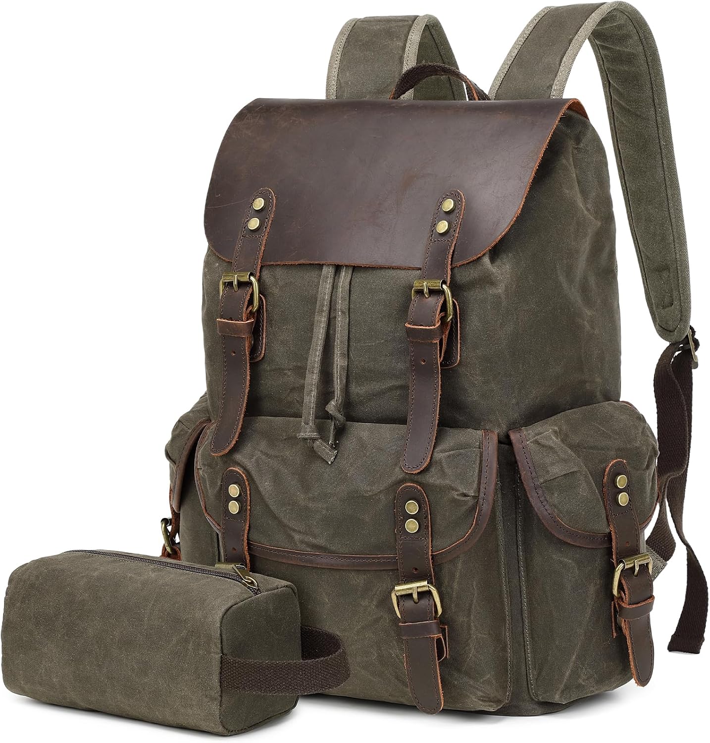 81B0cT8UgYL._AC_SL1500_.jpg PU Leather Carry-On Travel Laptop Backpack for Men - Image 1
